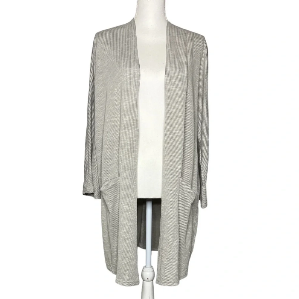 DONNI. Lightweight Open Front Stripe Cardigan - One Size